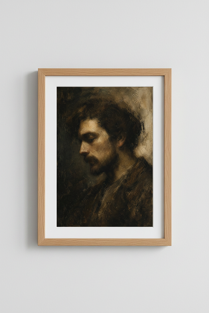 Moody Portrait Art | Rembrandt Inspired, Sepia Tones, Living Room Decor