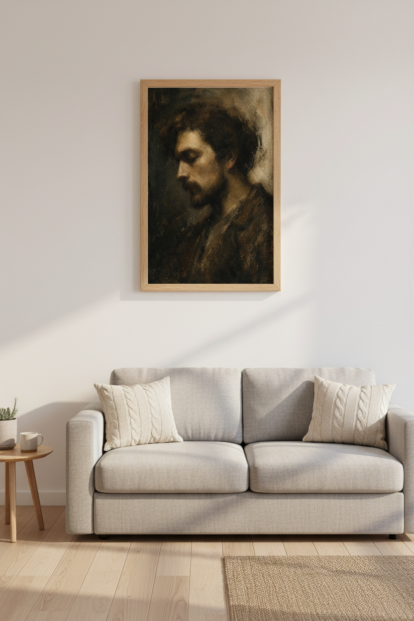 Moody Portrait Art | Rembrandt Inspired, Sepia Tones, Living Room Decor