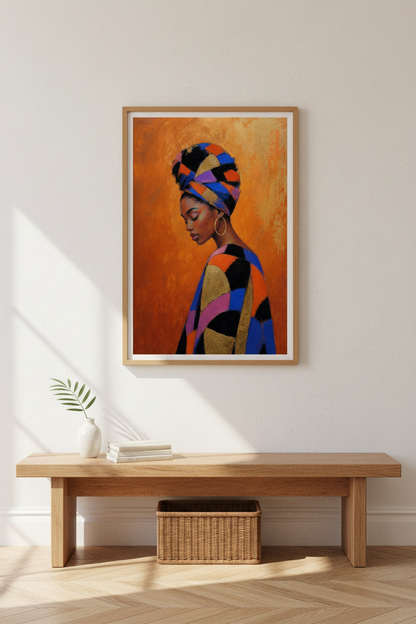 boho wall art print | bold geometric tones living room decor | vibrant abstract poster