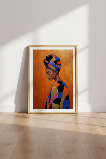 boho wall art print | bold geometric tones living room decor | vibrant abstract poster