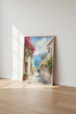 Amalfi Coast Italy Watercolor | Mediterranean Coastal View, Living Room Decor