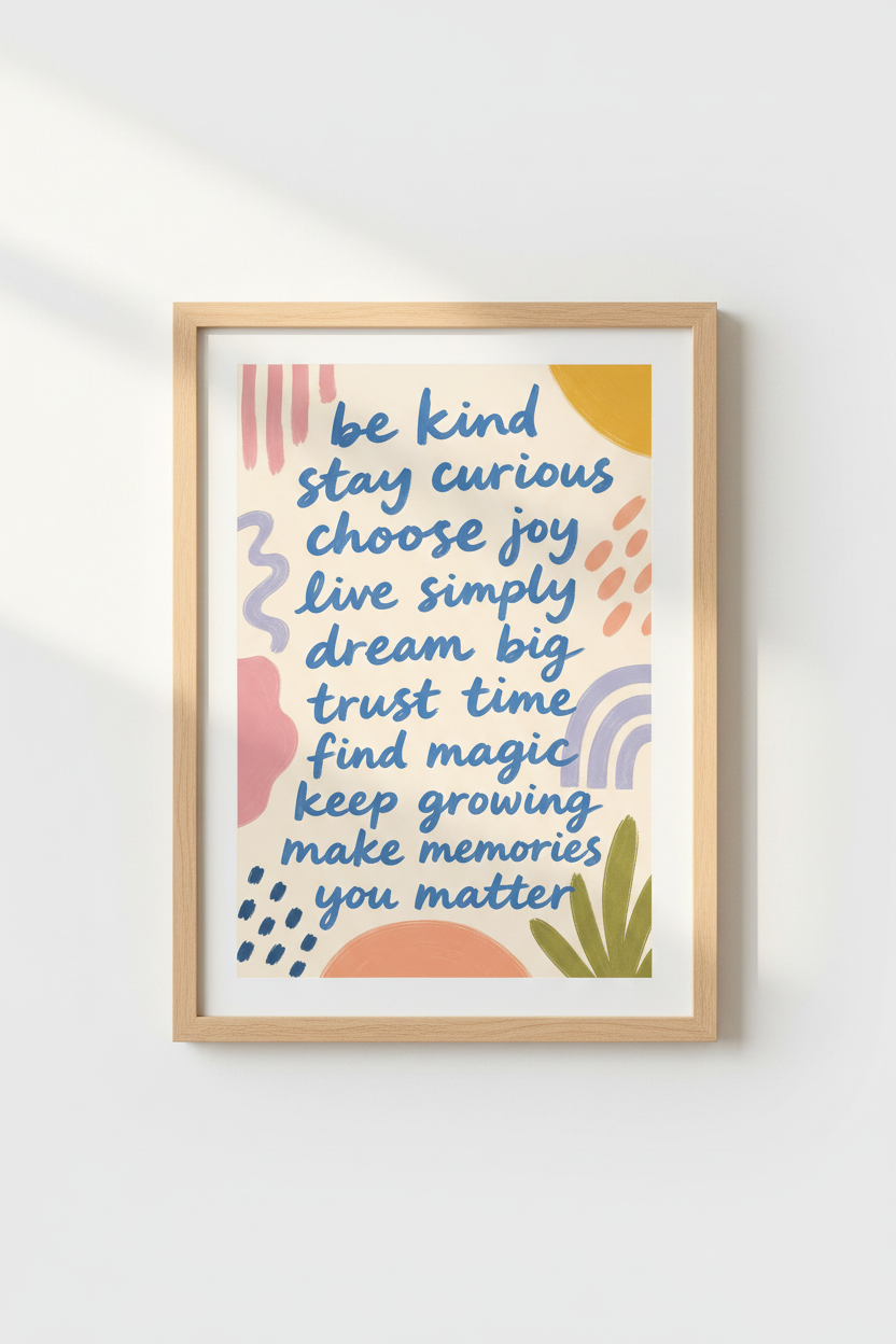 Positive wall art | Soft pastels, bold quotes, living room decor