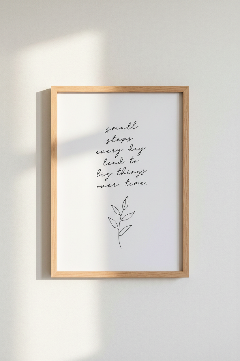 Small Steps Every Day Wall Art | Office Decor | Minimalist Quote Poster