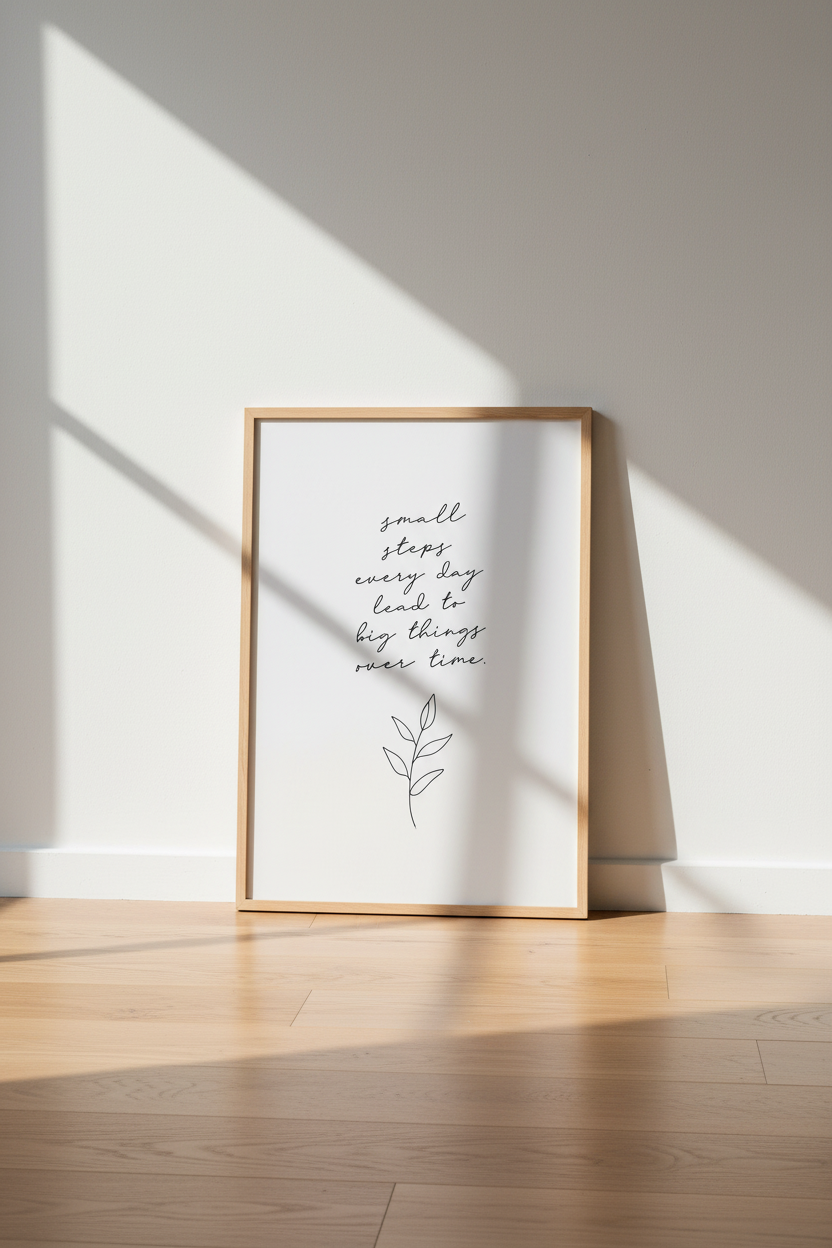 Small Steps Every Day Wall Art | Office Decor | Minimalist Quote Poster