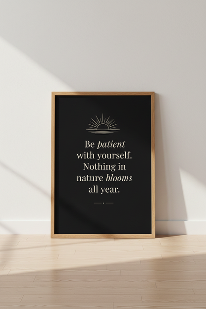 Inspirational Quote Sun Wall Art | Black Boho Decor, Home Office Poster
