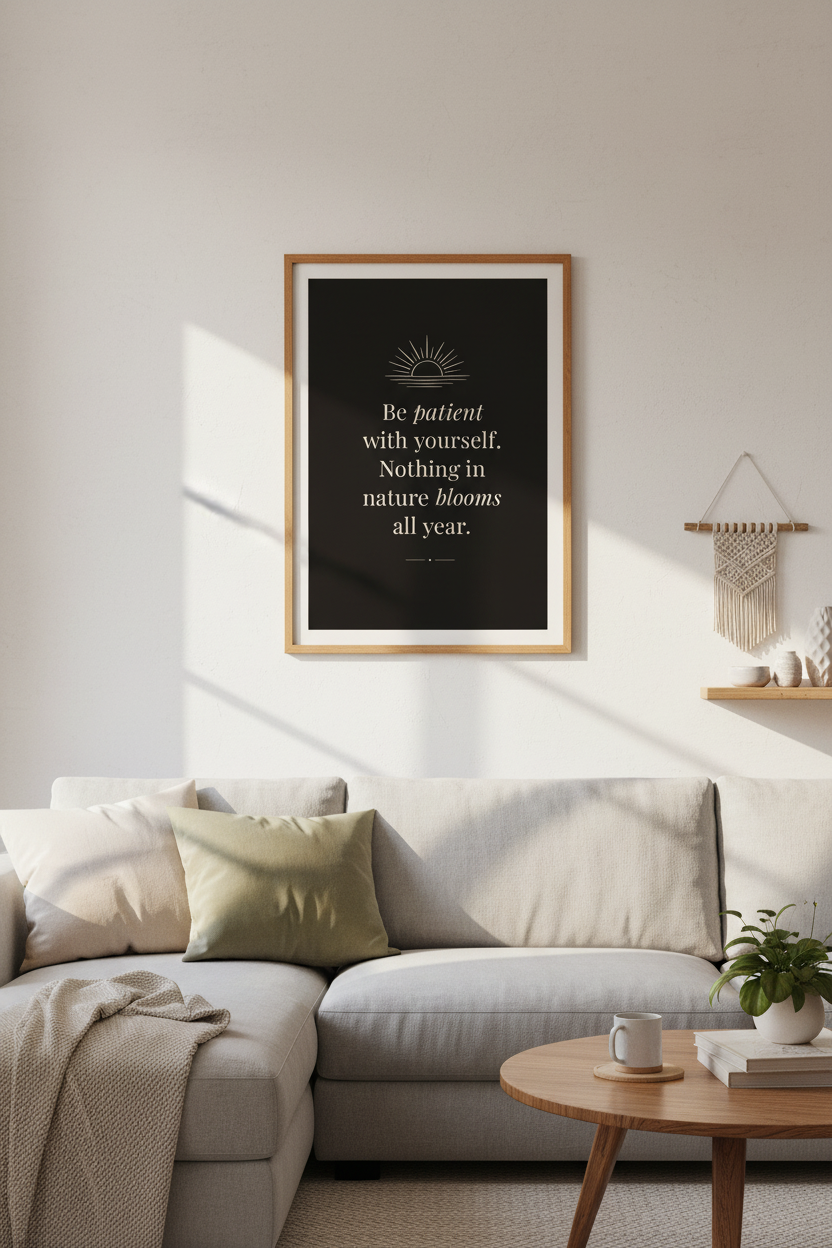 Inspirational Quote Sun Wall Art | Black Boho Decor, Home Office Poster