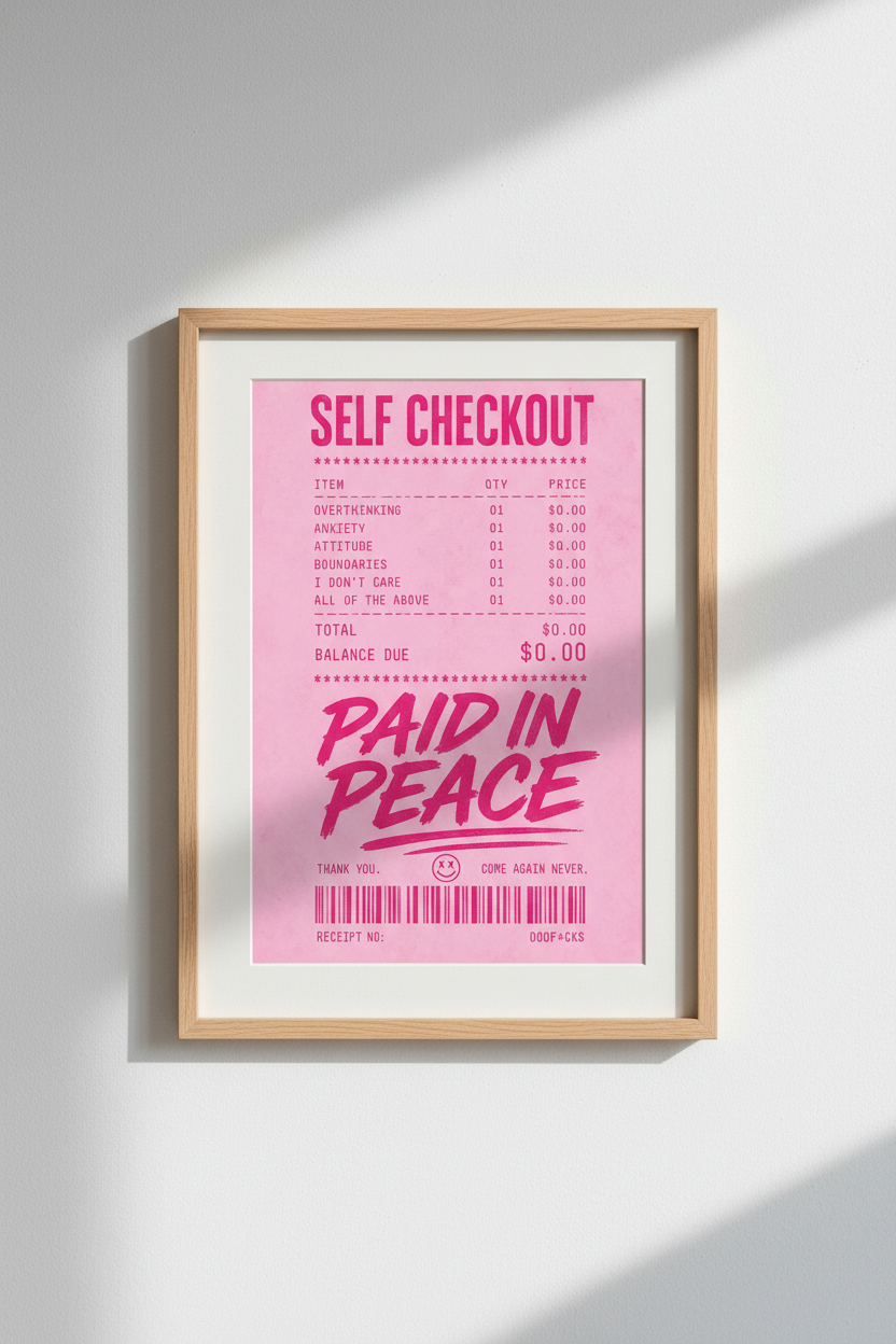 Pink Receipt Wall Art Print | Trendy Y2K Aesthetic Poster | Preppy Room Decor