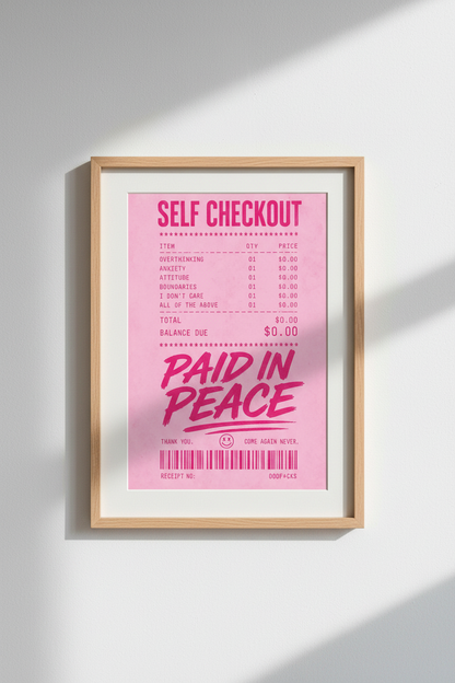Pink Receipt Wall Art Print | Trendy Y2K Aesthetic Poster | Preppy Room Decor