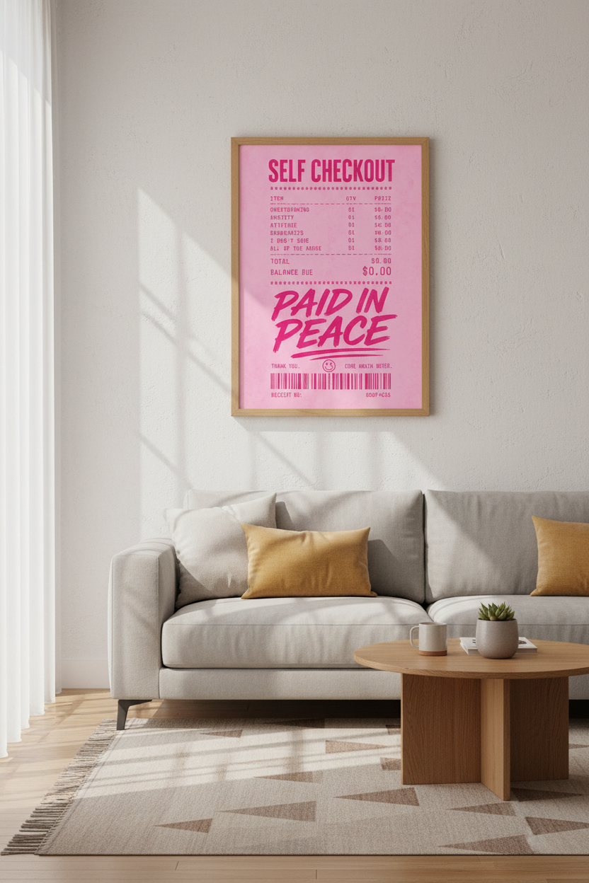Pink Receipt Wall Art Print | Trendy Y2K Aesthetic Poster | Preppy Room Decor