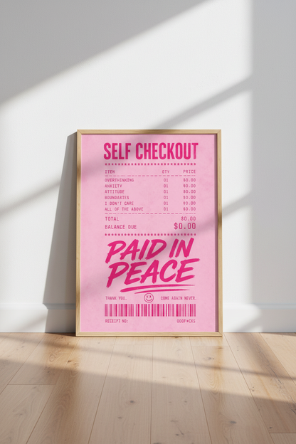 Pink Receipt Wall Art Print | Trendy Y2K Aesthetic Poster | Preppy Room Decor