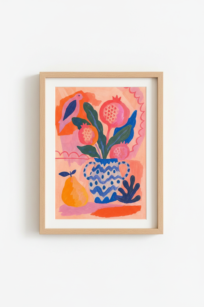 Floral Wall Art Print | Modern Abstract Bouquet Decor | Peachy Poster