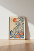 Japanese Tiger Wall Art Print | Ukiyo-e Style Blue & Orange, Living Room Decor