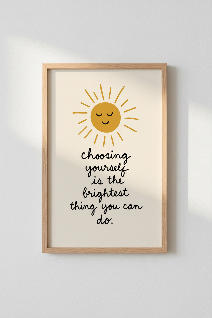 Choosing Yourself Sun Wall Art Print | Positive Mental Health Decor | Boho Aesthetic