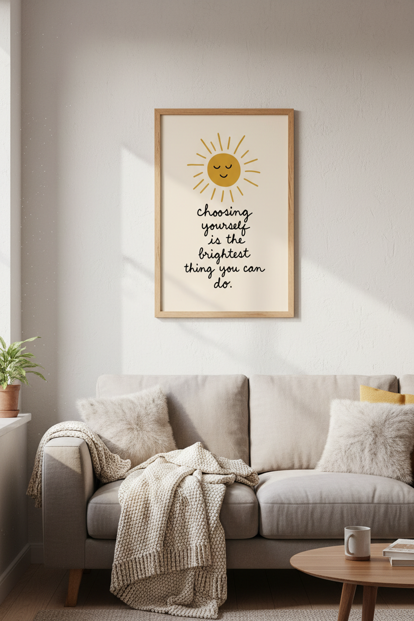 Choosing Yourself Sun Wall Art Print | Positive Mental Health Decor | Boho Aesthetic