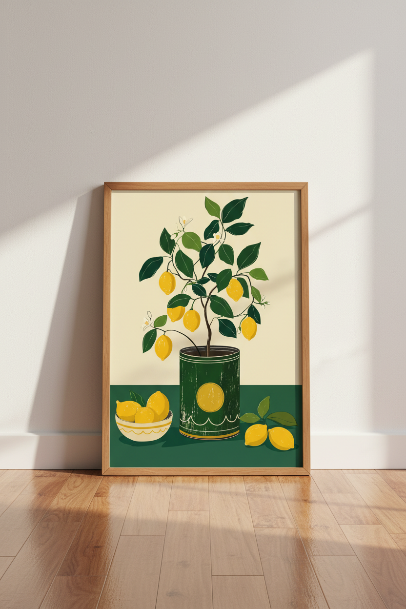 Lemon Tree Botanical Wall Art Print | Kitchen Decor | Mediterranean Poster