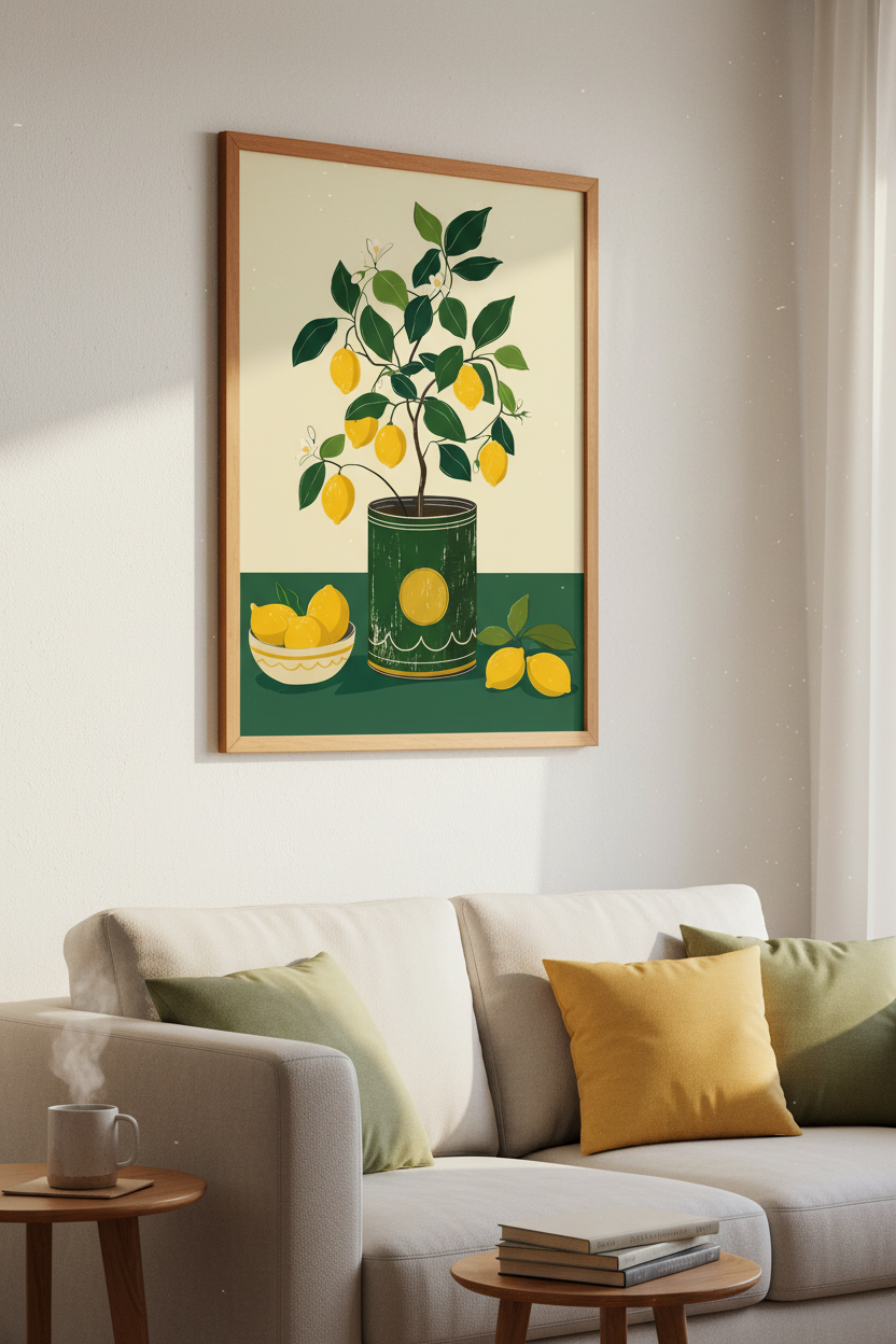 Lemon Tree Botanical Wall Art Print | Kitchen Decor | Mediterranean Poster