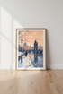 Prague Winter Cityscape | Romantic Snowy Bridge Art, Living Room Decor