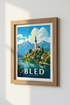 Lake Bled Slovenia Travel Poster | Alpine Landscape Print | Modern Scenic Wall Art