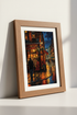 Night City Cafe Bar Wall Art | Moody Oil Painting Poster, Living Room Decor