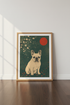 French Bulldog Art | Japanese Ukiyo-e Style Dog Print, Cherry Blossom Decor