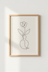 Flower in Vase Line Art | Minimalist Black & Beige, Modern Bedroom Decor