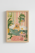 Dog in Bathtub Print | Golden Retriever Art Bathroom Decor | Whimsical Pastel Poster