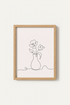 Minimalist Floral Vase Line Art | Blush Pink Botanical Decor, Modern Living Room Poster