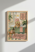 Funny Dog Bathroom Art | Poodle Spa Poster | Sage Green & Pink Bathroom Decor
