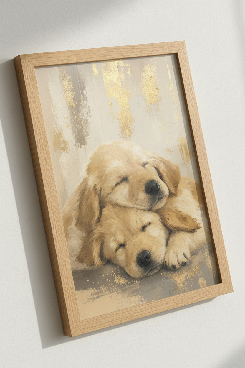 Golden Retriever Puppies | Gold Leaf Style, Nursery &amp; Living Room Decor