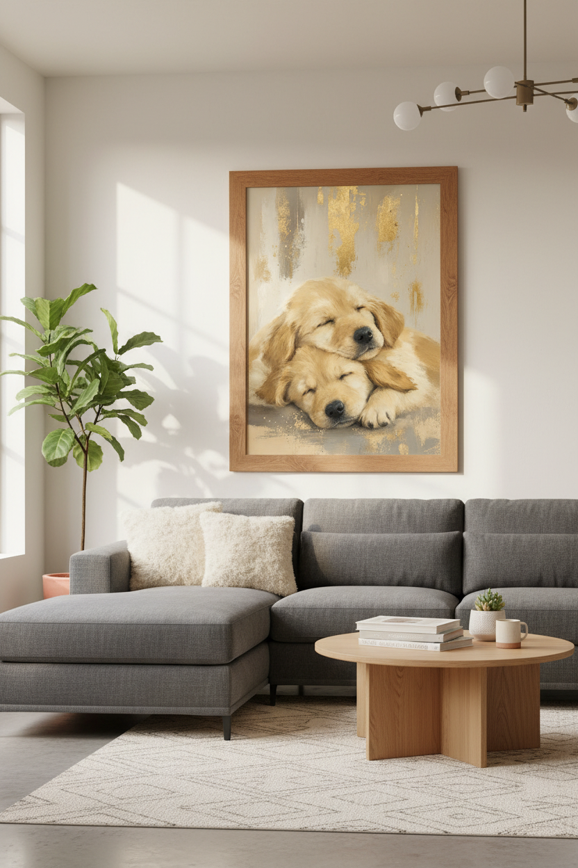 Golden Retriever Puppies | Gold Leaf Style, Nursery &amp; Living Room Decor