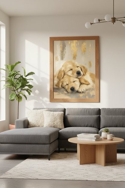 Golden Retriever Puppies | Gold Leaf Style, Nursery &amp; Living Room Decor
