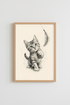 Playful Kitten Sketch | Black Ink Pen Drawing, Nursery & Cat Lover Decor