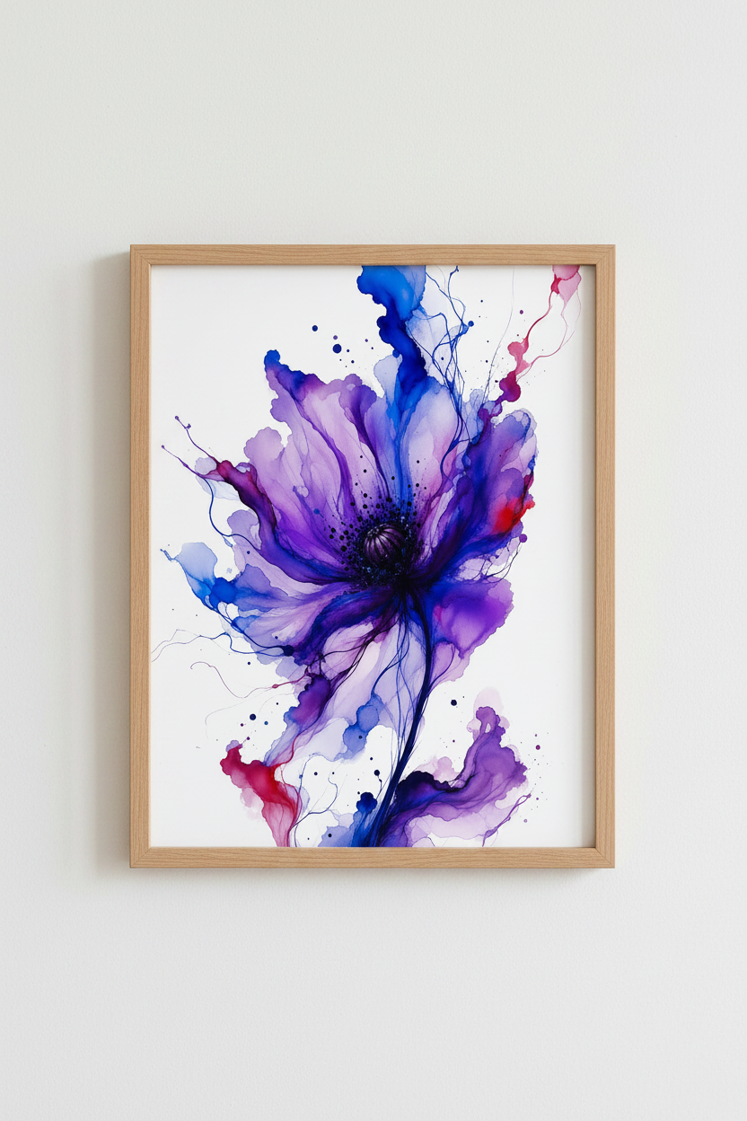 Watercolor Flower Wall Art Print | Living Room Decor | Abstract Floral Poster