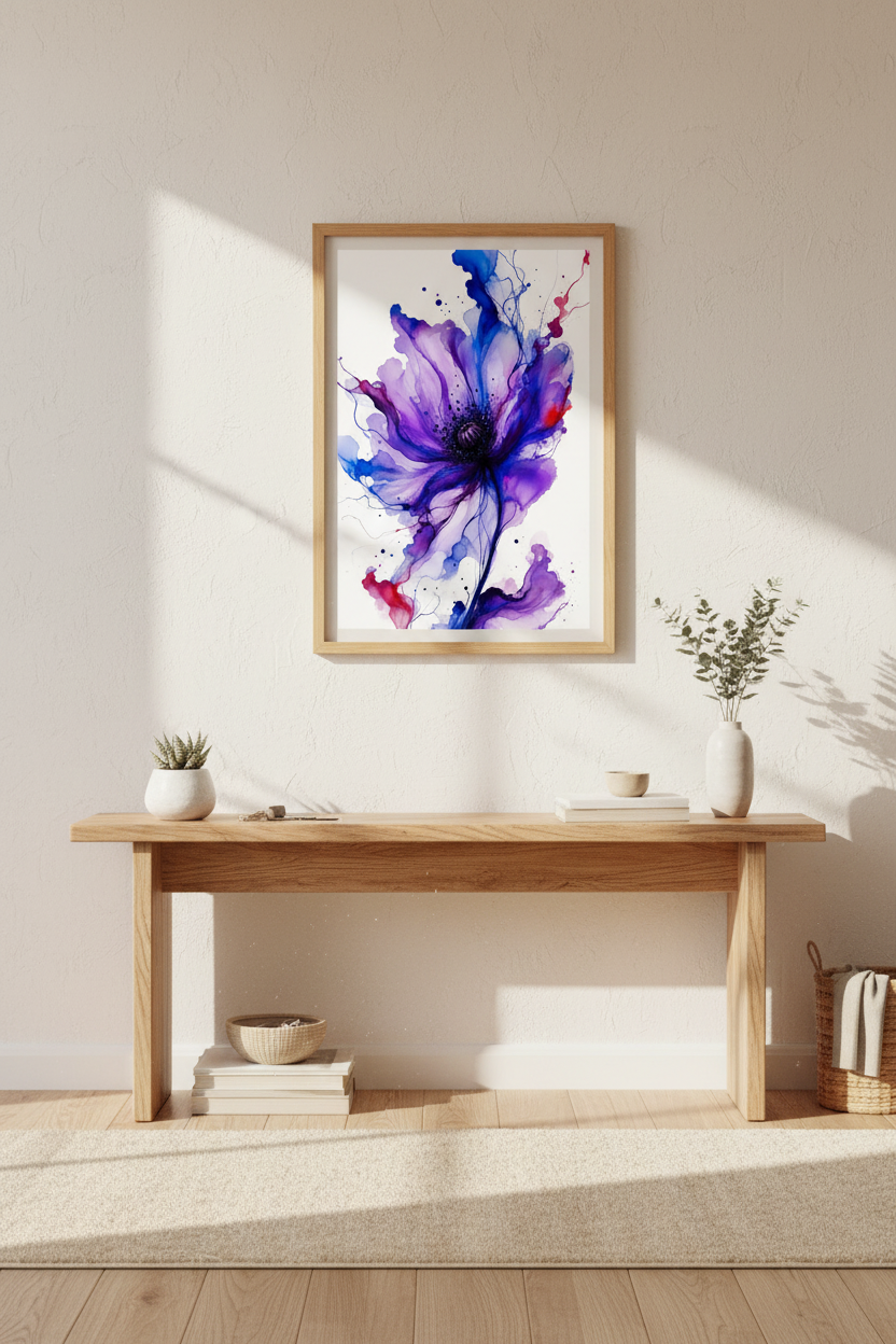 Watercolor Flower Wall Art Print | Living Room Decor | Abstract Floral Poster