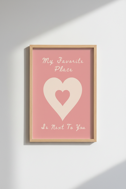 Romantic Heart Art Print | Pink Love Quote Poster, Bedroom Wall Decor