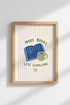 Book Lovers Wall Art | Pastel Coffee & Books Decor, Reading Nook Poster