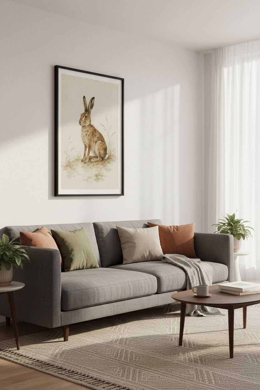 Vintage Hare Watercolor Print | Rustic Rabbit Nursery Decor | Farmhouse Poster