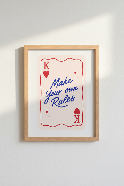 Preppy Wall Art Print | Pink Gingham Playing Card Poster, Retro Dorm Decor