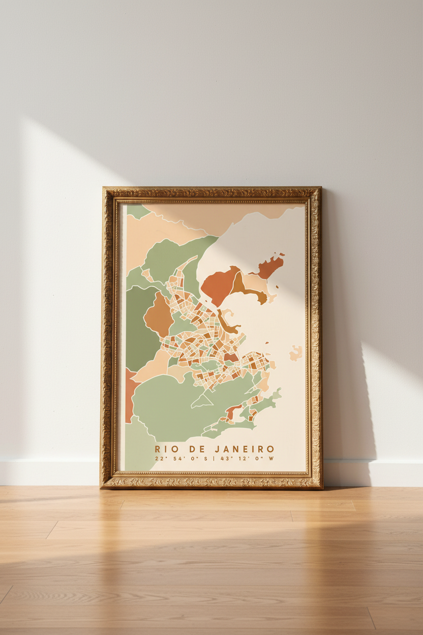 Rio de Janeiro map | Abstract pastel tones, Living room decor