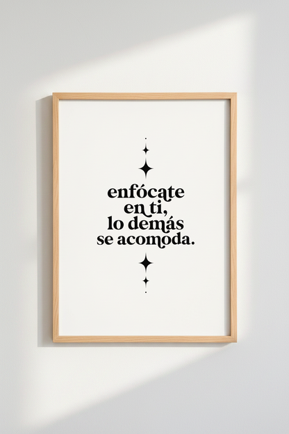 Spanish Quote Wall Art | Enfócate en ti Minimalist Poster, Home Office Decor