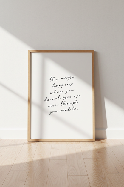 Motivational Quote Wall Art Print | Minimalist Script Poster, Office Decor