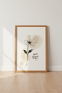 Floral Growth Quote Wall Art | Minimalist Ink Flower Print, Neutral Boho Decor
