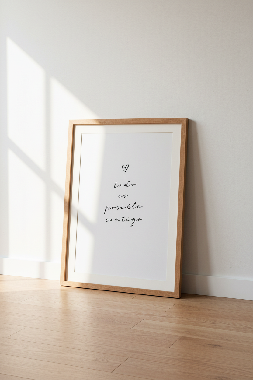 Todo Es Posible Contigo Wall Art | Spanish Love Quote | Minimalist Poster