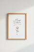 You Are Enough Quote Art | Minimalist Floral Blush Pink, Bedroom Wall Decor
