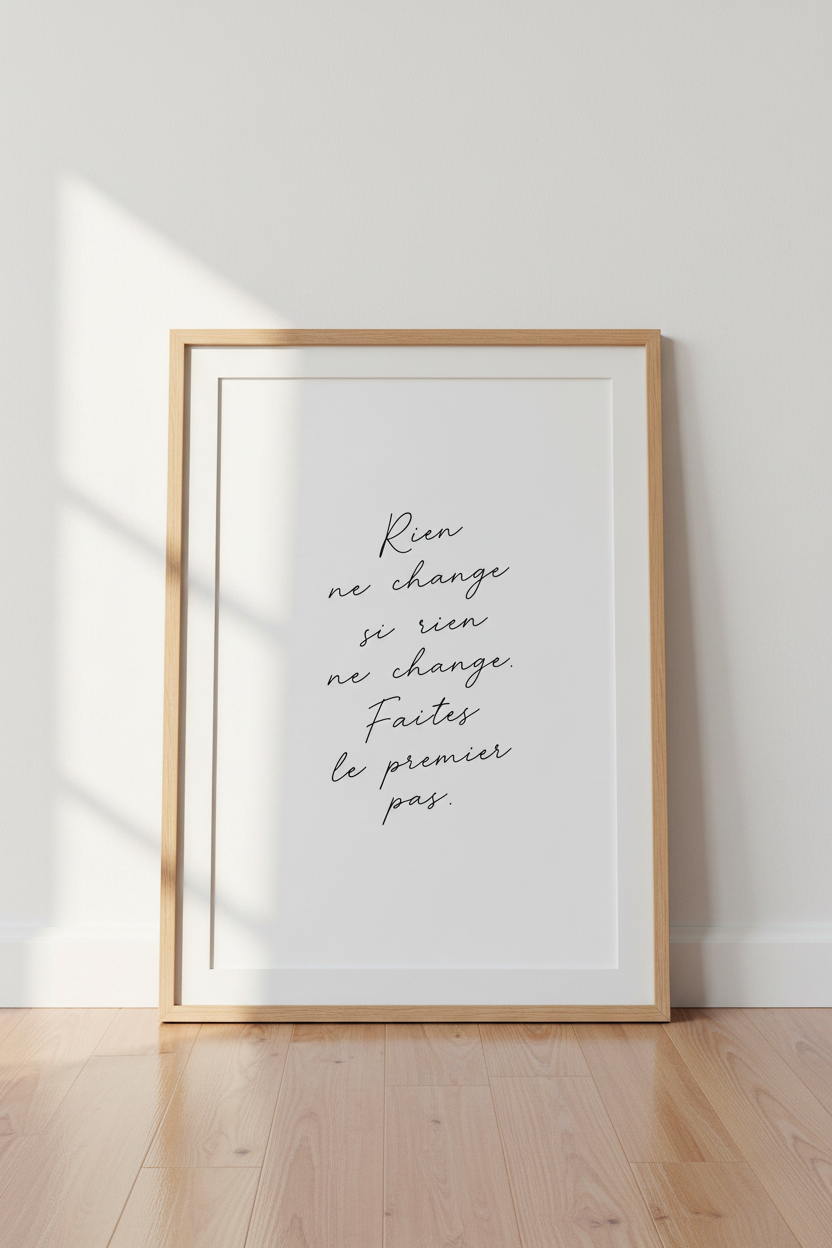 French Quote Wall Art | Minimalist Calligraphy Print, Office Decor Poster
