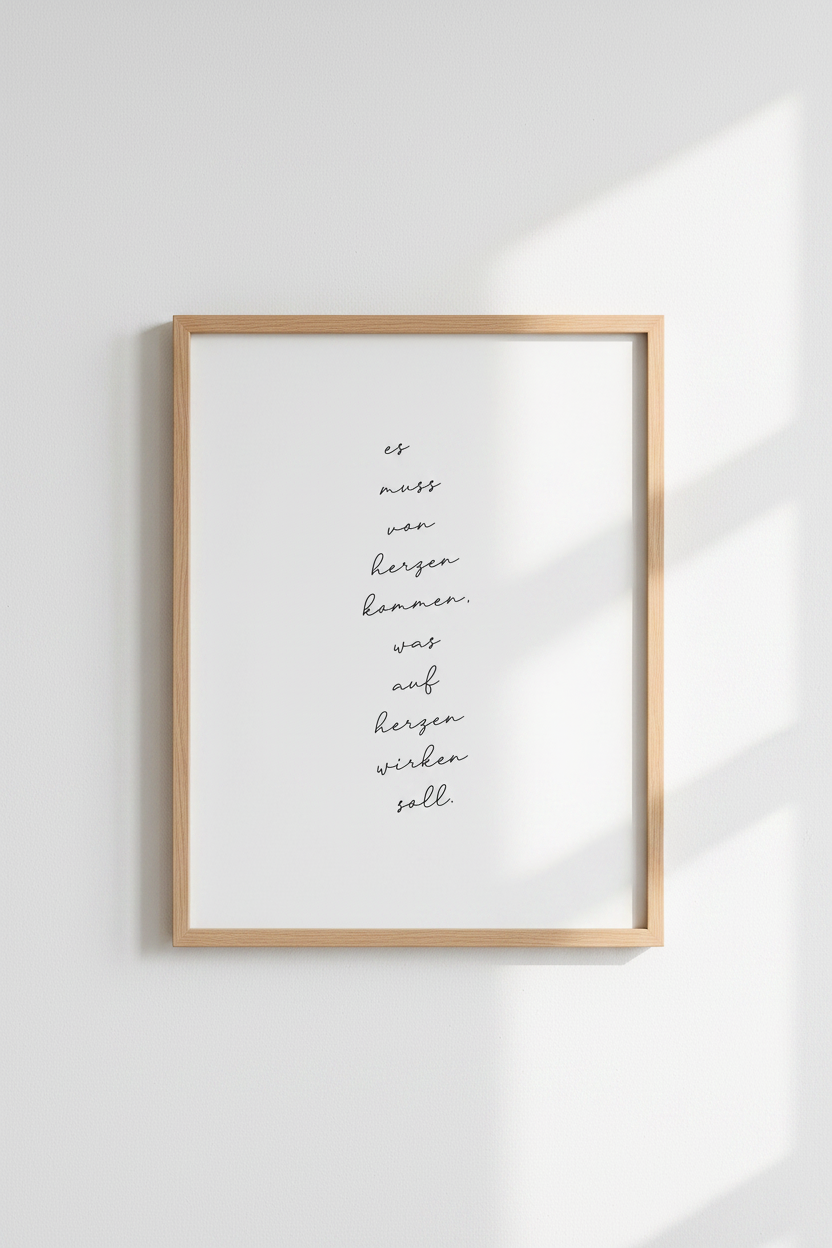 German Quote Minimalist Typography Wall Art | Goethe Script Poster, Office Home Decor