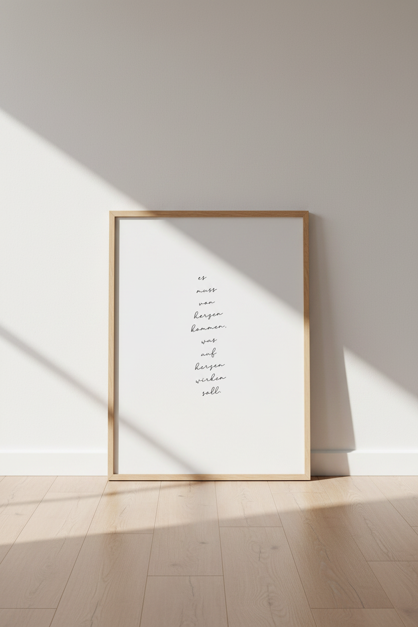 German Quote Minimalist Typography Wall Art | Goethe Script Poster, Office Home Decor