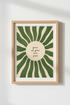 Sunburst Wall Art Print | Living Room Decor | Green Beige Poster
