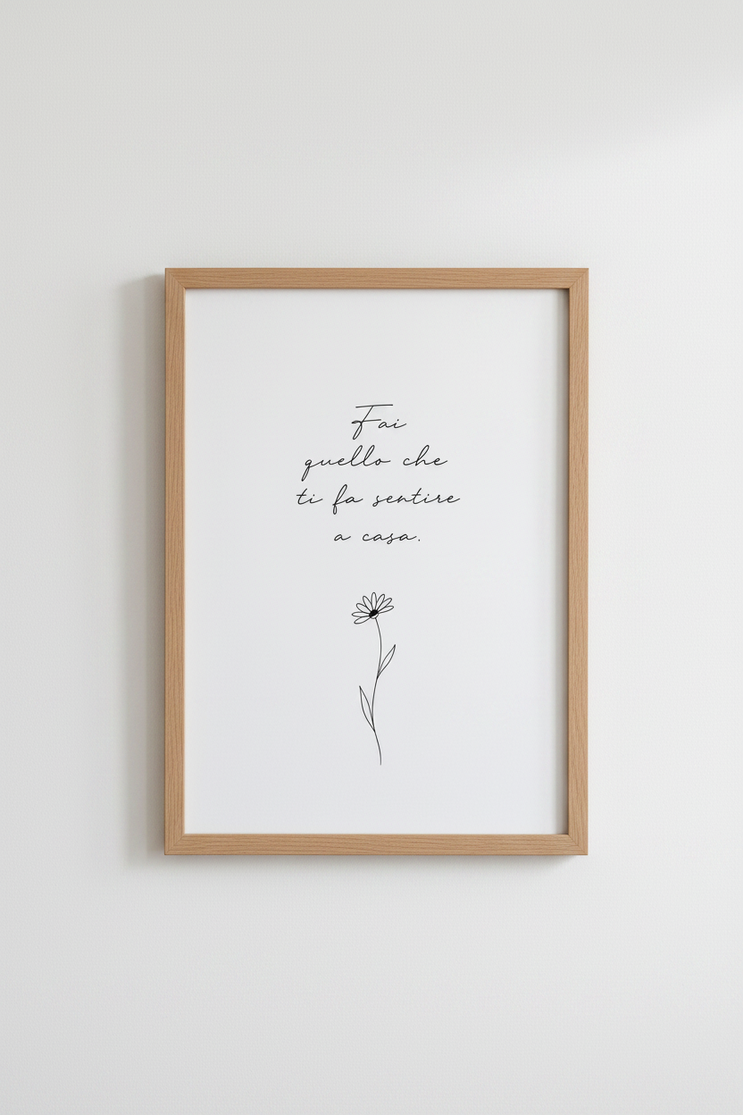 Italian Quote Flower Wall Art | Minimalist Home Decor | Daisy Poster Print