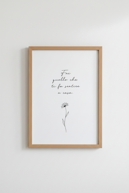 Italian Quote Flower Wall Art | Minimalist Home Decor | Daisy Poster Print